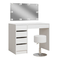 Vicco Tavolo da toilette Bianco 100 cm con illuminazione a LED e sgabello