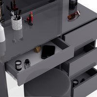 Vicco Tavolo da toeletta Antracite 40 cm con specchio LED e sgabello