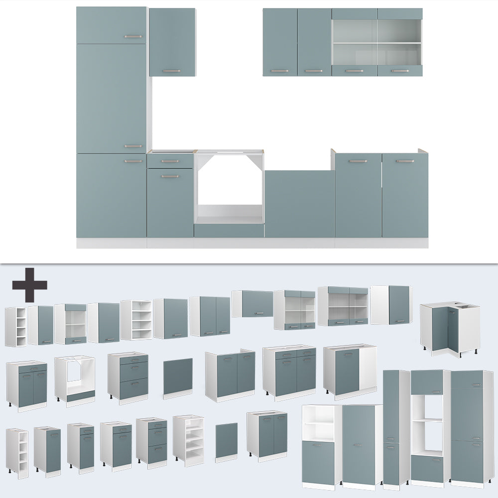 Vicco Cucina componibile Blu-grigio/bianco 300 cm , PL Rovere