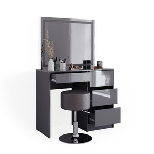 Vicco Tavolo da toeletta Antracite 40 cm con specchio LED e sgabello