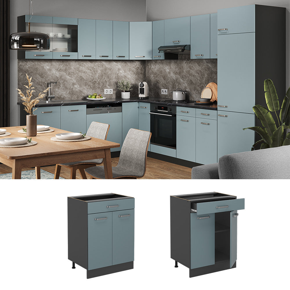 Vicco Base da cucina Grigio-blu 60 cm , PL Rovere