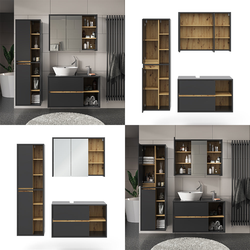 Vicco Set di mobili da bagno Antracite 3 parti