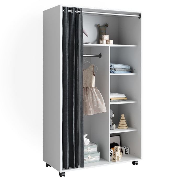 Vicco Armadio multifunzione Bianco 100 x 168 cm Con rulli