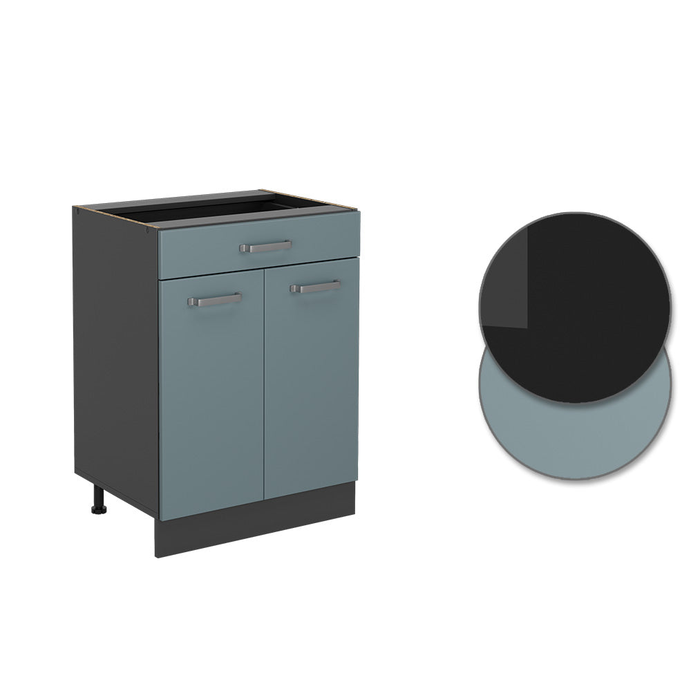 Vicco Mobiletto base per cucina Grigio-blu 60 cm con cassetto, senza piano di lavoro