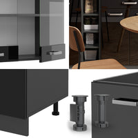 Vicco Cucina completa Nero lucido/antracite 160 cm , PL Antracite