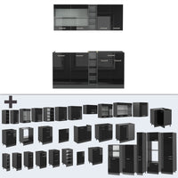 Vicco Cucina completa Nero lucido/antracite 160 cm , PL Antracite