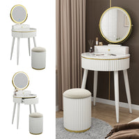 Vicco Tavolo da toilette Bianco 60 cm con specchio a LED in 3 tonalità di bianco, dimmerabile