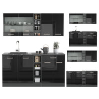 Vicco Cucina completa Nero lucido/antracite 160 cm , PL Antracite
