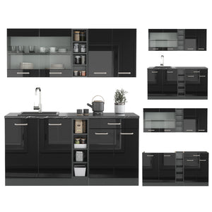 Vicco Cucina completa Nero lucido/antracite 160 cm , PL Marmo