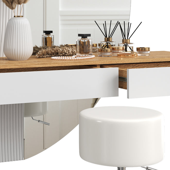 Vicco Tavolo da toeletta Bianco 120 cm con illuminazione LED e sgabello