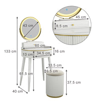 Vicco Tavolo da toilette Bianco 60 cm con specchio a LED in 3 tonalità di bianco, dimmerabile