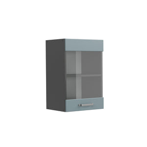 Vicco Mobile da cucina in vetro Grigio-blu 40 cm