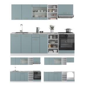 Vicco Cucina componibile Blu-grigio/bianco 240 cm , PL Rovere