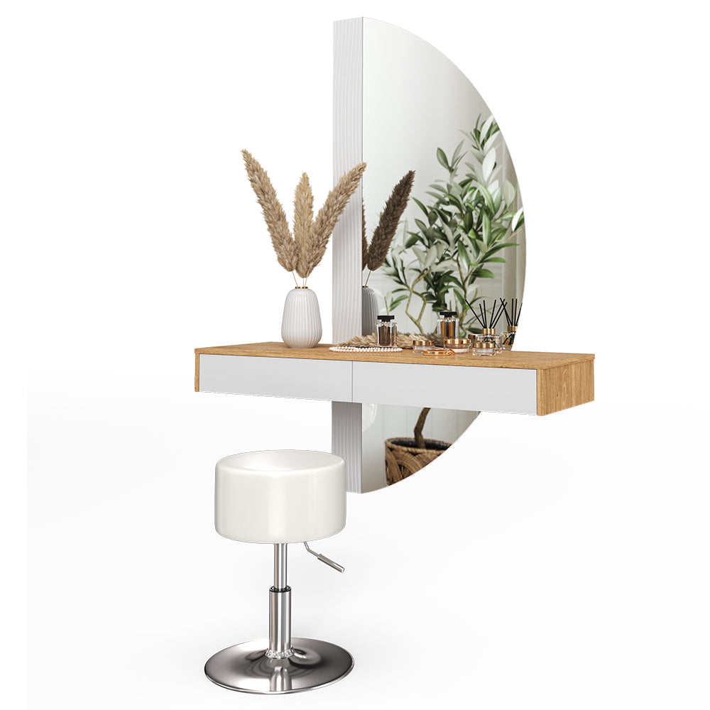 Vicco Tavolo da toeletta Bianco 120 cm con illuminazione LED e sgabello