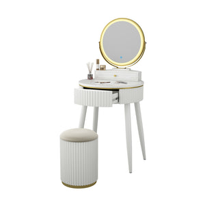Vicco Tavolo da toilette Bianco 60 cm con specchio a LED in 3 tonalità di bianco, dimmerabile