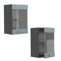 Vicco Mobile da cucina in vetro Grigio-blu 40 cm