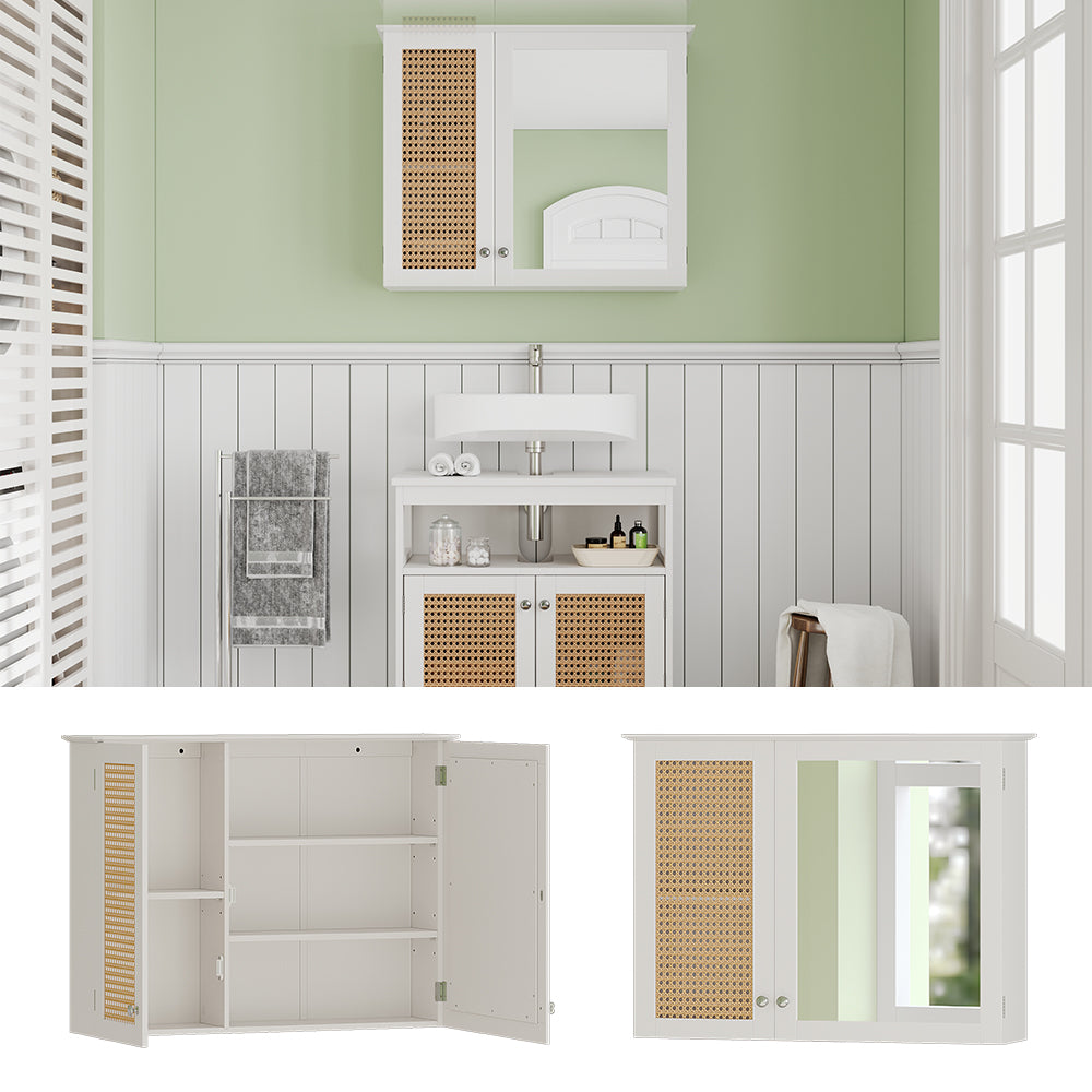 Vicco Specchio contenitore bagno Bianco 68 x 49 cm con 2 porte