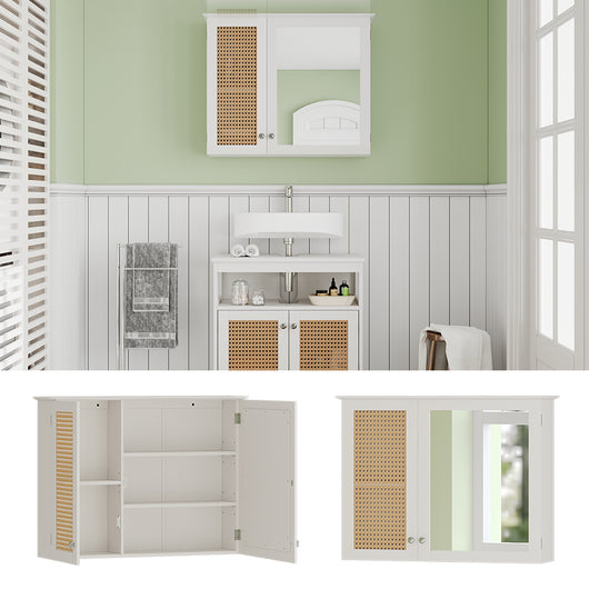 Vicco Specchio contenitore bagno Bianco 68 x 49 cm con 2 porte