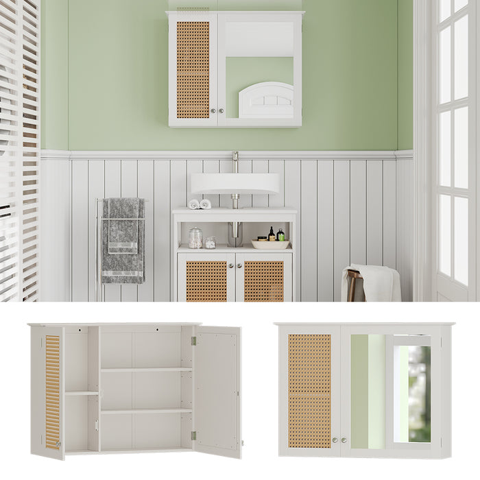 Vicco Specchio contenitore bagno Bianco 68 x 49 cm con 2 porte