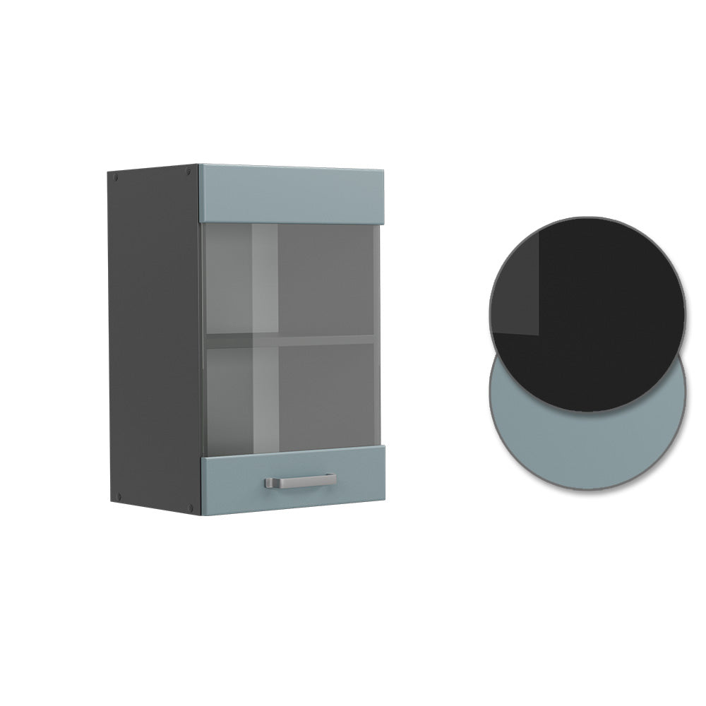 Vicco Mobile da cucina in vetro Grigio-blu 40 cm