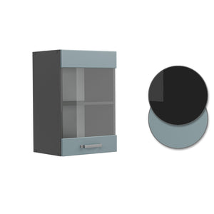 Vicco Mobile da cucina in vetro Grigio-blu 40 cm