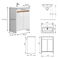 Vicco Set di mobili da bagno Bianco 2 parti, mobile base 60 cm