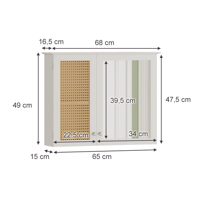 Vicco Specchio contenitore bagno Bianco 68 x 49 cm con 2 porte