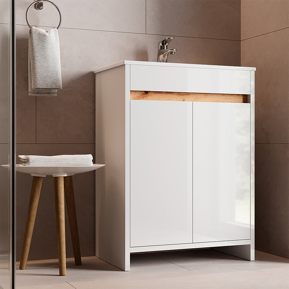 Vicco Set di mobili da bagno Bianco 2 parti, mobile base 60 cm