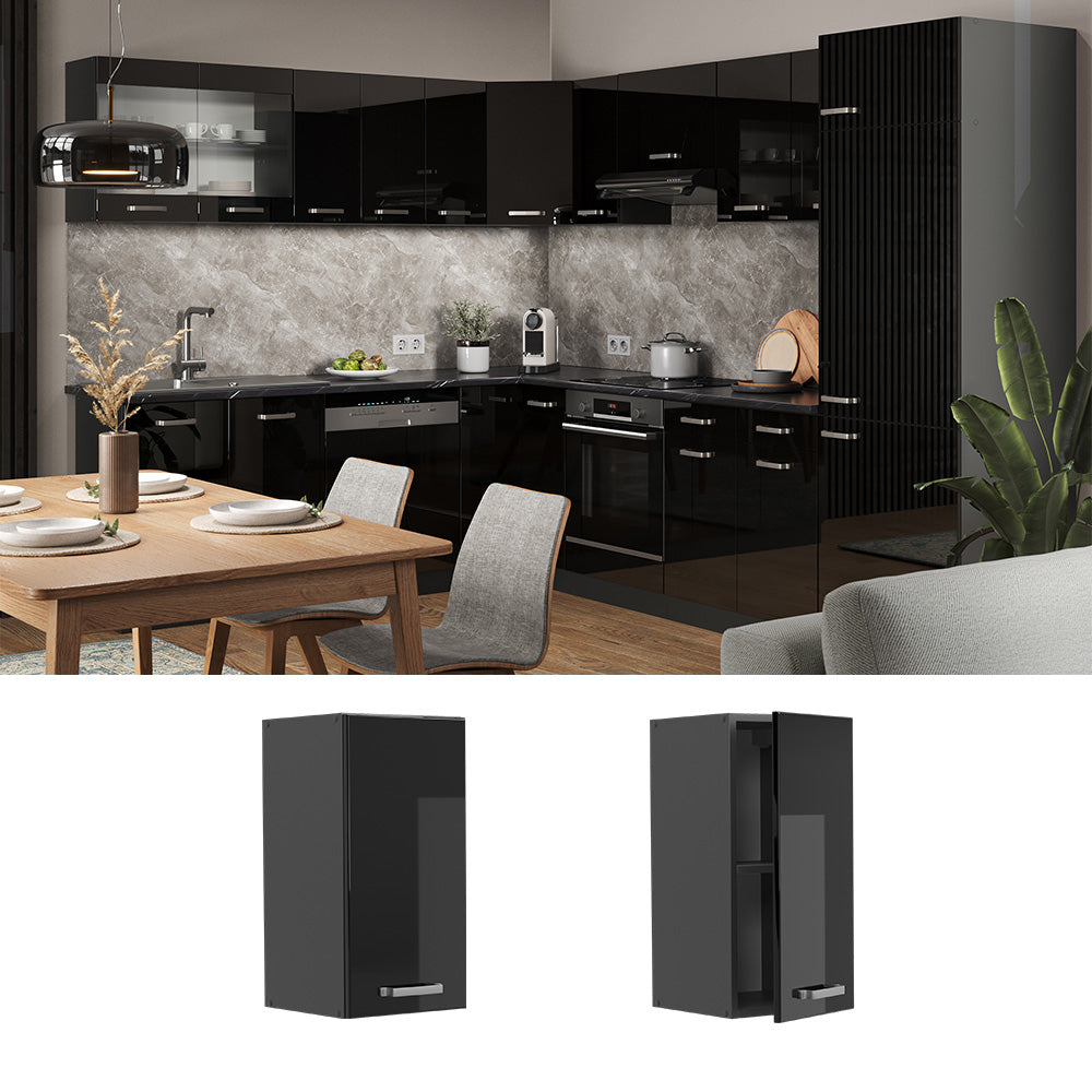 Vicco Pensile da cucina Nero lucido 30 cm