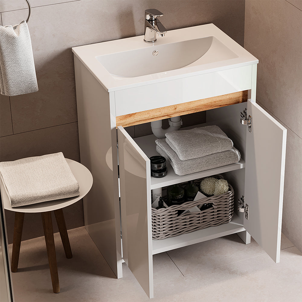Vicco Set di mobili da bagno Bianco 2 parti, mobile base 60 cm