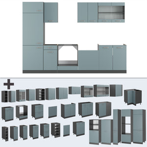 Vicco Cucina componibile Blu-grigio/antracite 300 cm , PL Antracite