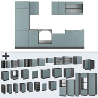 Vicco Cucina componibile Blu-grigio/antracite 300 cm , PL Marmo