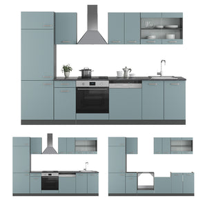 Vicco Cucina componibile Blu-grigio/antracite 300 cm , PL Marmo