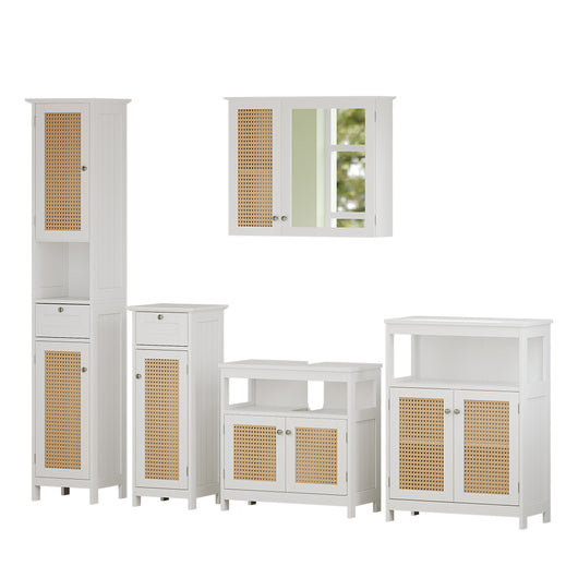 Vicco Set di mobili da bagno Bianco 5 parti, con armadio alto