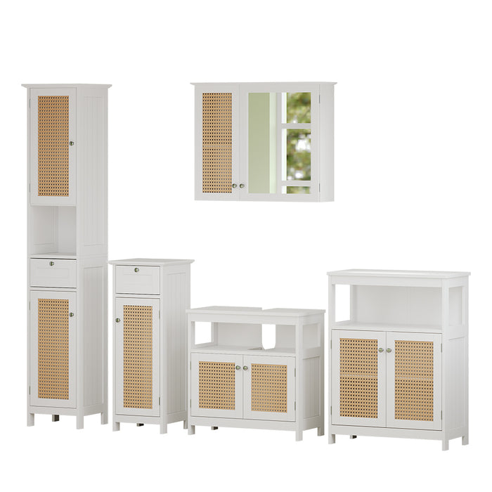 Vicco Set di mobili da bagno Bianco 5 parti, con armadio alto