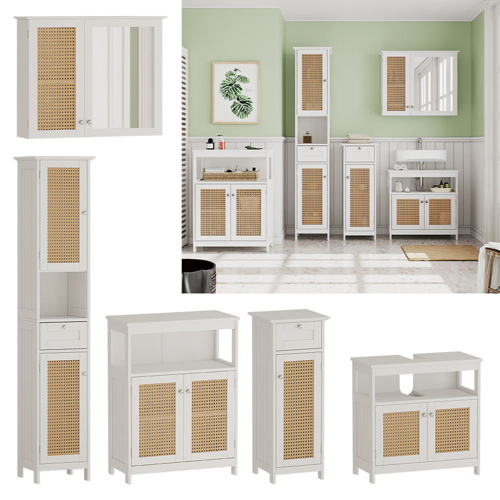 Vicco Set di mobili da bagno Bianco 5 parti, con armadio alto