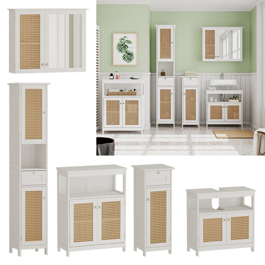 Vicco Set di mobili da bagno Bianco 5 parti, con armadio alto