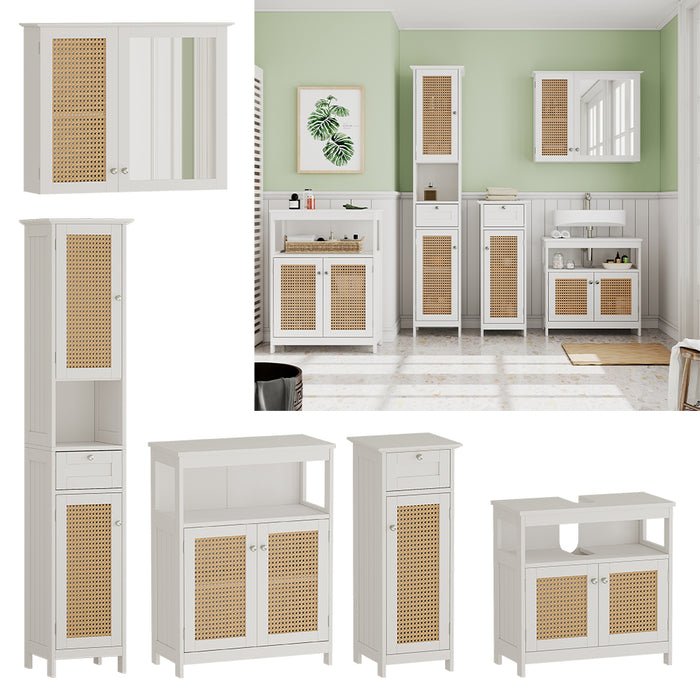 Vicco Set di mobili da bagno Bianco 5 parti, con armadio alto