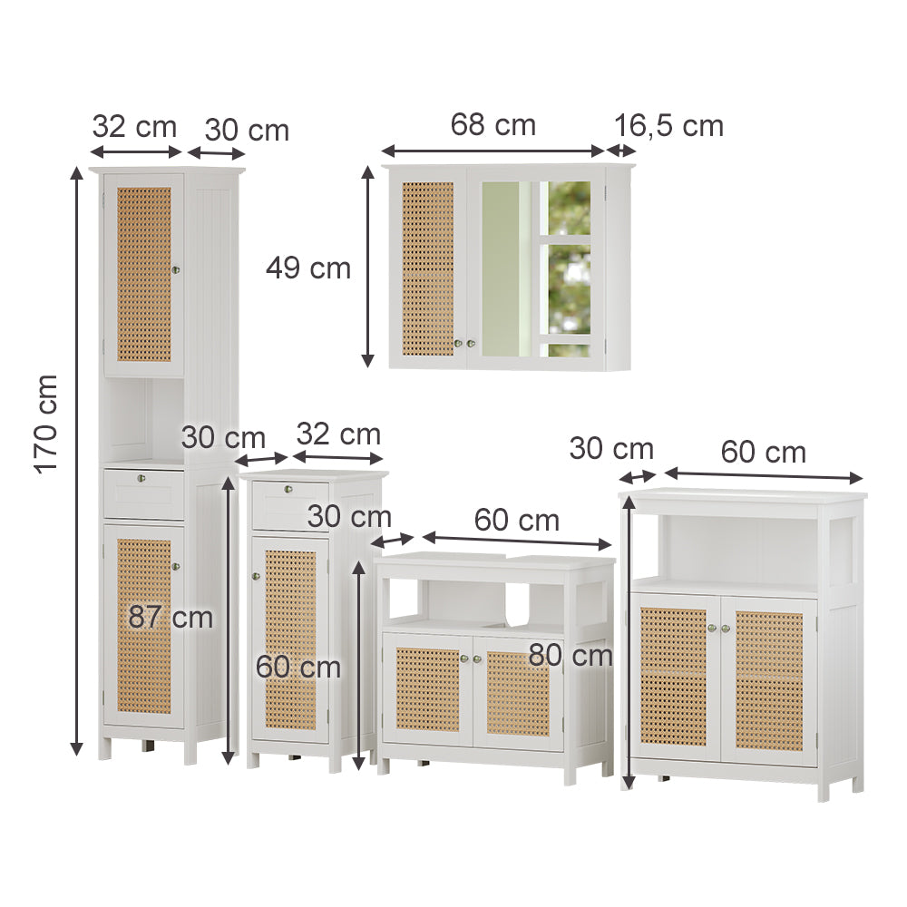 Vicco Set di mobili da bagno Bianco 5 parti, con armadio alto