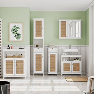 Vicco Set di mobili da bagno Bianco 5 parti, con armadio alto