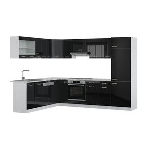 Vicco Cucina angolare completa Nero lucido 227 x 287 cm , PL Marmo