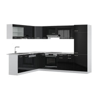 Vicco Cucina angolare completa Nero lucido 227 x 287 cm senza piano di lavoro
