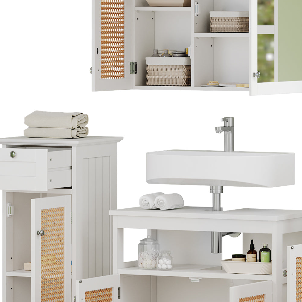 Vicco Set di mobili da bagno Bianco 5 parti, con armadio alto