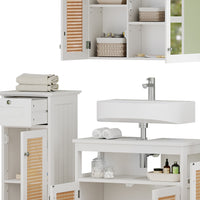 Vicco Set di mobili da bagno Bianco 5 parti, con armadio alto