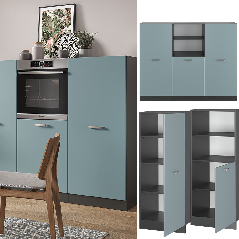 Vicco Cucine componibili piccole Blu-grigio/antracite 180 cm senza piano di lavoro