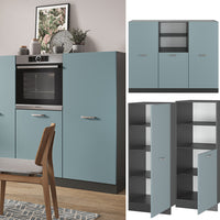 Vicco Cucine componibili piccole Blu-grigio/antracite 180 cm senza piano di lavoro