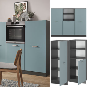 Vicco Cucine componibili piccole Blu-grigio/antracite 180 cm senza piano di lavoro