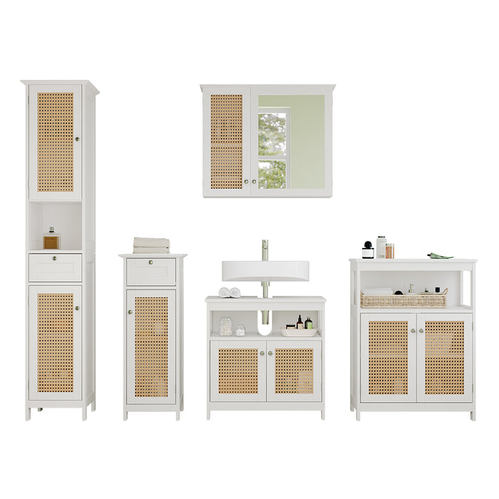 Vicco Set di mobili da bagno Bianco 5 parti, con armadio alto