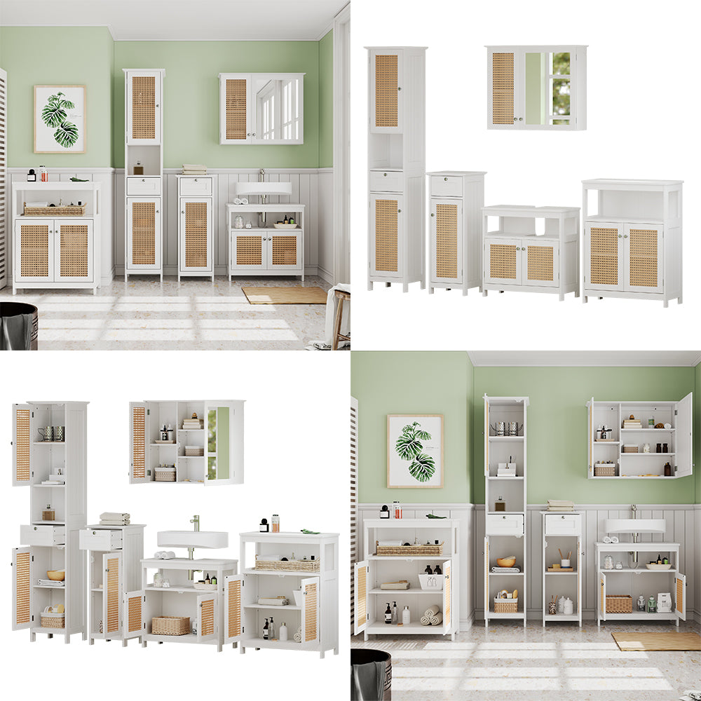 Vicco Set di mobili da bagno Bianco 5 parti, con armadio alto