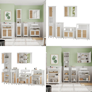 Vicco Set di mobili da bagno Bianco 5 parti, con armadio alto